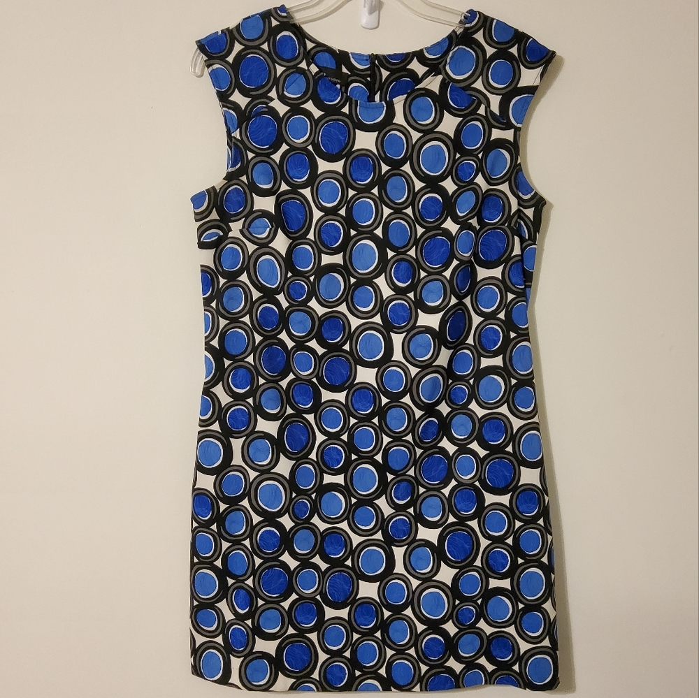 AB Studio Geometric Print Sleeveless Shift Sheath Dress Round Neckline Size 14